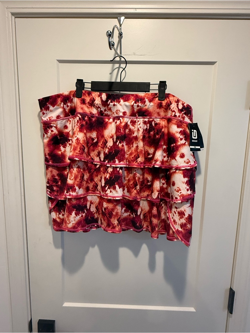 Ideology Magenta Tie-Dye Tiered Ruffle Skort